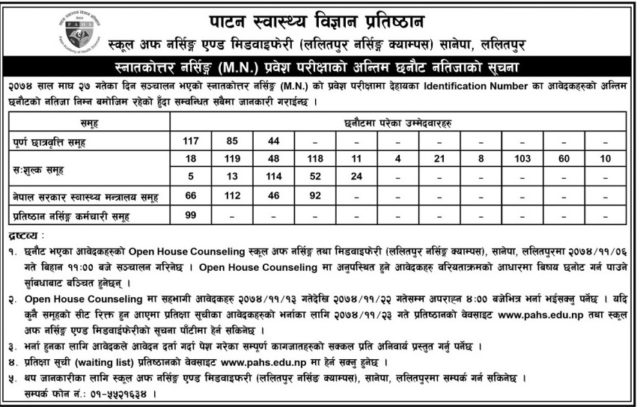 यी हुन् पाटन स्वास्थ्य विज्ञान प्रतिष्ठानमा एमएन अध्ययन गर्न नाम निकाल्नेहरु