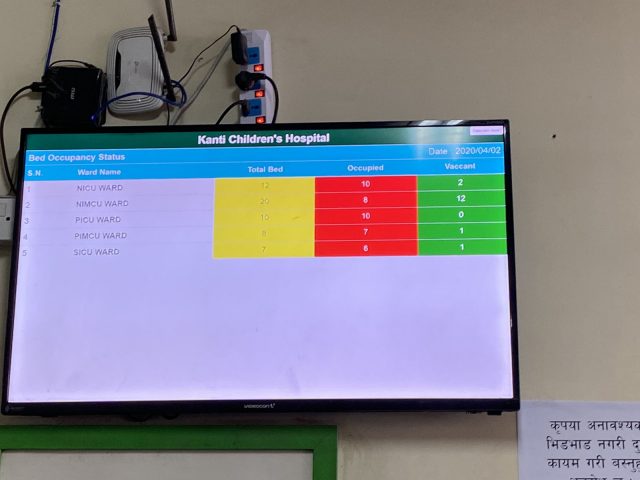 कान्तिमा आइसीयू खालि छ कि छैन ? सबैले हेर्न मिल्ने गरी राखियो मोनिटर