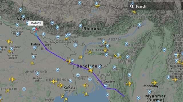 २६ जना नेपाली लिएर म्यानमारबाट उडेको सैन्य विमान नेपाल छिर्‍यो