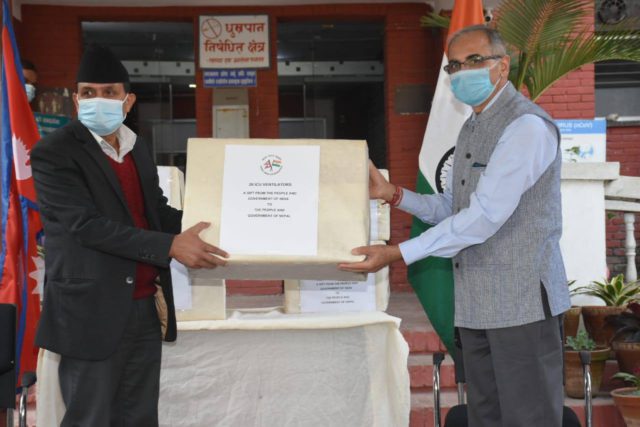 कोरोनाविरुद्ध जुध्न भन्दै भारत सरकारद्धारा २८ वटा भेन्टिलेटर सहयोग