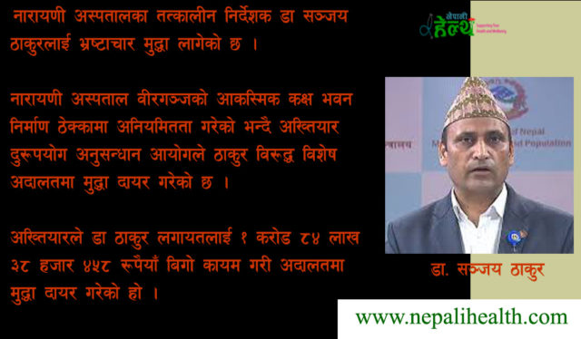 डा. सञ्जय ठाकुरमाथि भ्रष्टाचारको आरोप, एक करोड ८४ लाख बढी बिगो कायम गरी अख्तियारद्धारा मुद्धा दायर
