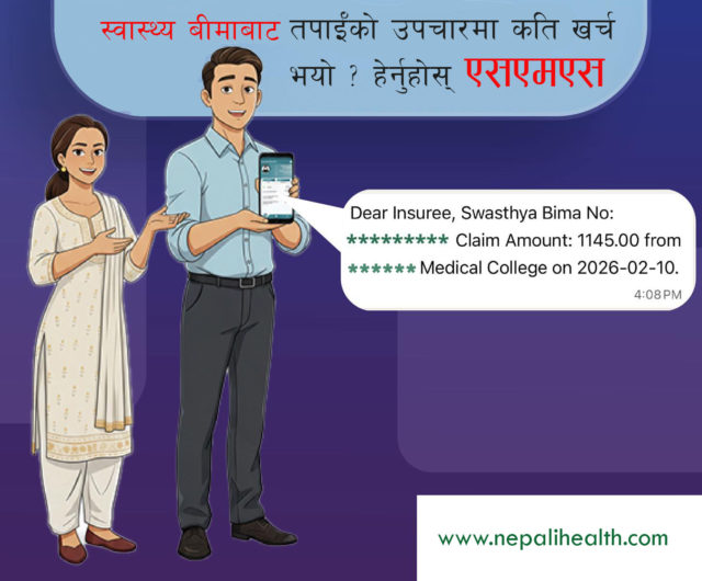 स्वास्थ्य बीमाबाट तपाईँको उपचारमा कति खर्च भयो ? हेर्नुहोस् एसएमएस