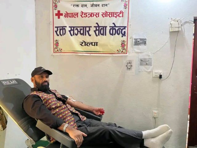 रोल्पा पुगेर कर्माचार्यले गरे १८८ औँ पटक रक्तदान